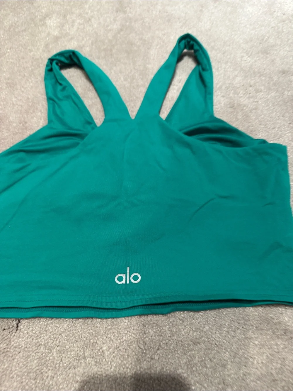 ALO Yoga Deep V Racerback Cropped Tank - Teal Green